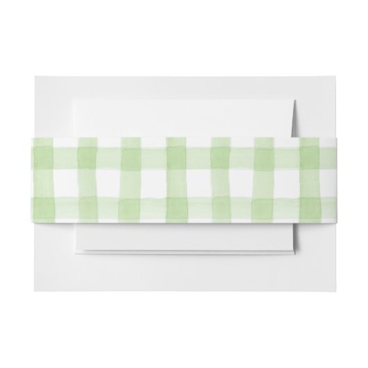 Bandeau De Faire-part Aquarelle vert et blanc En vichy (Devant Example)