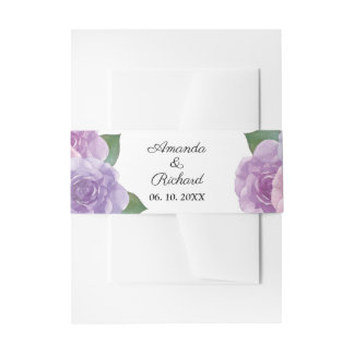 Bandeau De Faire-part Aquarelle violet rose rouille Dusty Mariage Floral