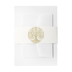 Bandeau De Faire-part Arbre de Vie Crème et Or Mariage Celtique