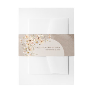 Bandeau De Faire-part Arc fleur sauvage luxuriant et neutre en aquarelle