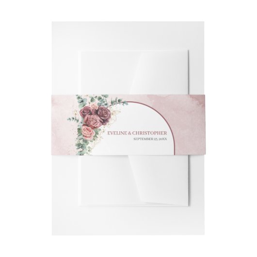 Bandeau De Faire-part Arche Boho marron foncé brush or rose eucalyptus (Devant example)