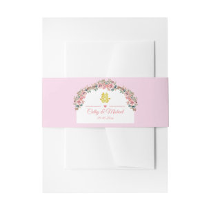 Bandeau De Faire-part Arche florale blanche rose mariage chinois double