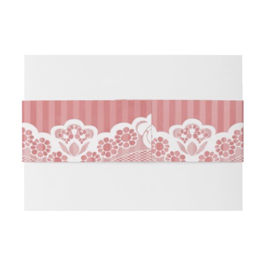 Bandeau De Faire-part Arrière - plan rose et blanc avec la dentelle (Dos exemple)