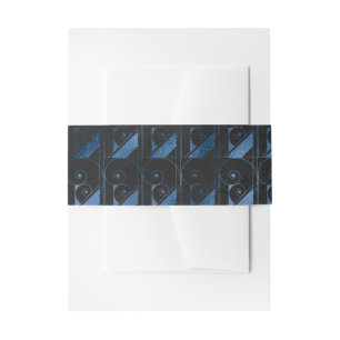 Bandeau De Faire-part Art Déco en faux feuille métallique noir et bleu