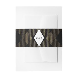 Bandeau De Faire-part Art Déco Géométrique Diamant Or Noir Gatsby