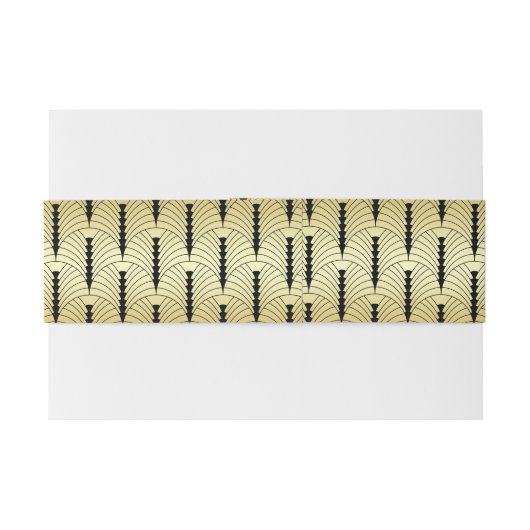 Bandeau De Faire-part Art Déco Mariage Elegant Or Noir Grand (Dos exemple)