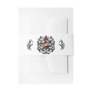 Bandeau De Faire-part Autocollant de tatouage pour mariage True Love Hea