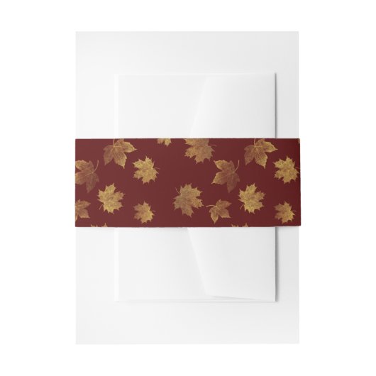 Bandeau De Faire-part Automne Bourgogne et feuille d'or (Devant example)