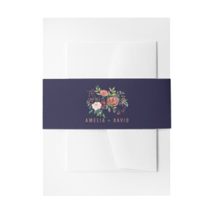Bandeau De Faire-part Automne Floral Rose Gold Mariage Belly Band