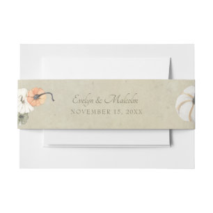 Bandeau De Faire-part Automne Rustique Automne Blanc, Orange Citrouille 