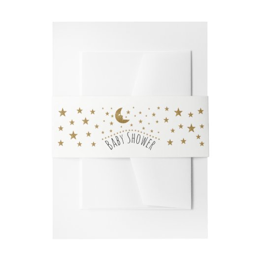 Bandeau De Faire-part Baby shower Gold Moon et Stars (Devant example)