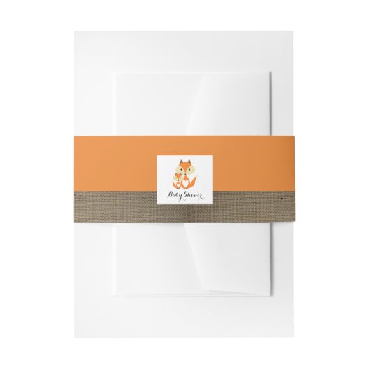 Bandeau De Faire-part Baby shower Orange Fox Burlap (Devant example)