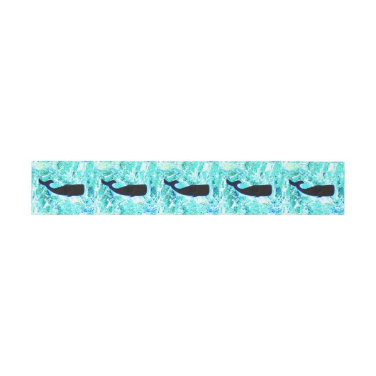 Bandeau De Faire-part baleines noires bleu (Plat)
