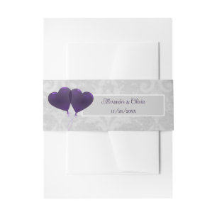 Bandeau De Faire-part Ballons de coeur violet Invitation Bande de ventre