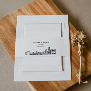 Bandeau De Faire-part Bande Belly Skyline de Pittsburgh, 2"x11.5"