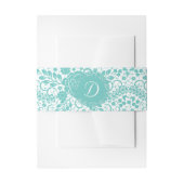 Bandeau De Faire-part Bande de dentelle turquoise avec Monogramme (Devant example)