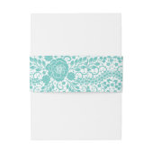 Bandeau De Faire-part Bande de dentelle turquoise avec Monogramme (Dos Example)