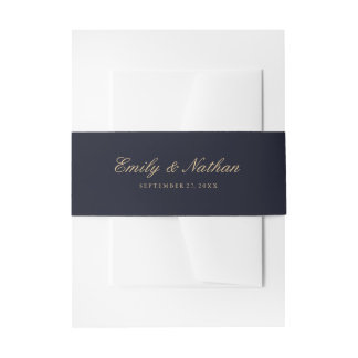 Bandeau De Faire-part Bande de maternité de mariage élégante or marine