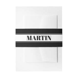 Bandeau De Faire-part Bande de nom personnalisé en noir et blanc