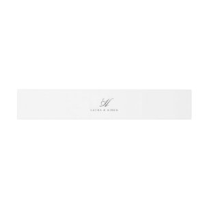 Bandeau De Faire-part Bande de ventre à monogramme gris élégant blanc