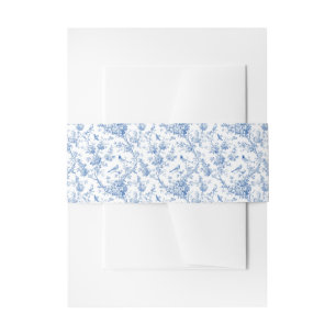 Bandeau De Faire-part Bande de ventre à motif floral bleu classique