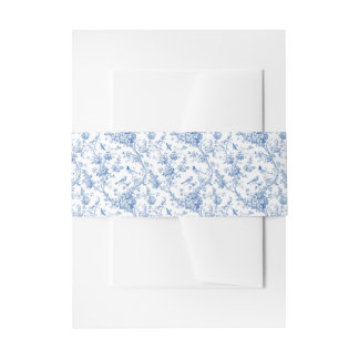Bandeau De Faire-part Bande de ventre à motif floral bleu classique