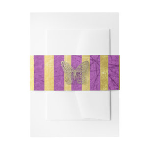 Bandeau De Faire-part Bande de ventre à papillon violet et or