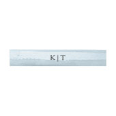 Bandeau De Faire-part Bande de ventre blanchie en bleu monogramme person (Plat)