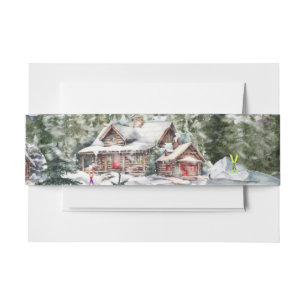 Bandeau De Faire-part Bande de ventre de chalet d'hiver dans les montagn