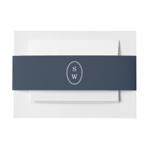 Bandeau De Faire-part Bande de ventre de mariage à monogramme naval
