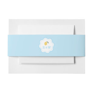 Bandeau De Faire-part Bande de ventre de mariage bleu côtier Amalfi au c