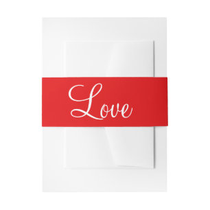 Bandeau De Faire-part Bande de ventre de mariage d'amour rouge et blanc