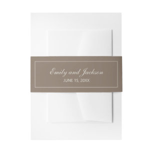 Bandeau De Faire-part Bande de ventre de mariage de script marron modern