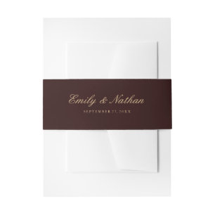 Bandeau De Faire-part Bande de ventre de mariage élégante or bordeaux