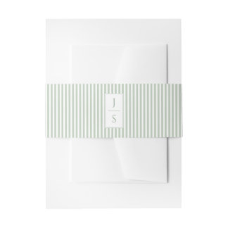 Bandeau De Faire-part Bande de ventre de mariage en monogramme rayé vert