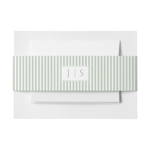 Bandeau De Faire-part Bande de ventre de mariage en monogramme vert saug