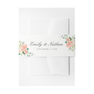 Bandeau De Faire-part Bande de ventre de mariage florale à l'aquarelle r