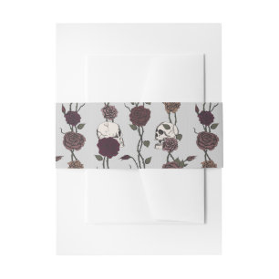 Bandeau De Faire-part Bande de ventre de mariage gris clair à crâne goth