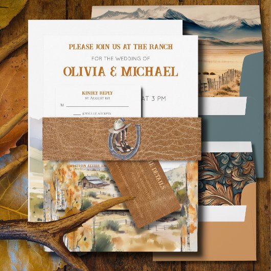 Bandeau De Faire-part Bande de ventre d'invitation de ranch occidental