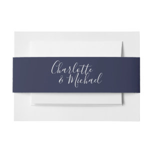 Bandeau De Faire-part Bande de ventre d'invitation simple signature bleu