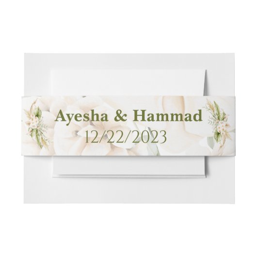 Bandeau De Faire-part Bande de ventre en Faire-part de mariage de fleurs (Devant Example)
