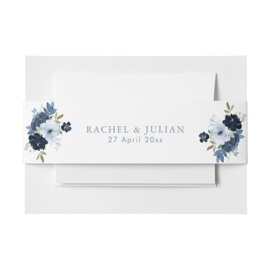 Bandeau De Faire-part Bande de ventre floral bleu clair (Devant Example)