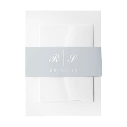 Bandeau De Faire-part Bande de ventre gris clair, Monogramme modifiable (Devant example)