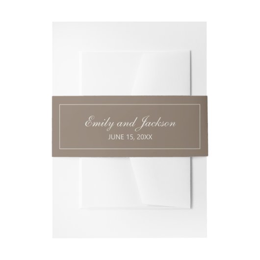 Bandeau De Faire-part Bande de ventre Mariage Brown Tan Script moderne (Devant example)