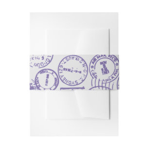 Bandeau De Faire-part Bande de ventre pourpre de timbres de passeport