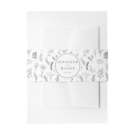Bandeau De Faire-part Bande dorsale mariage noire blanche classique (Devant example)