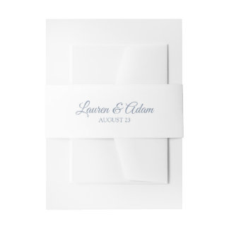 Bandeau De Faire-part Bande / Écharpe de mariage blanche | Bleu poussiér