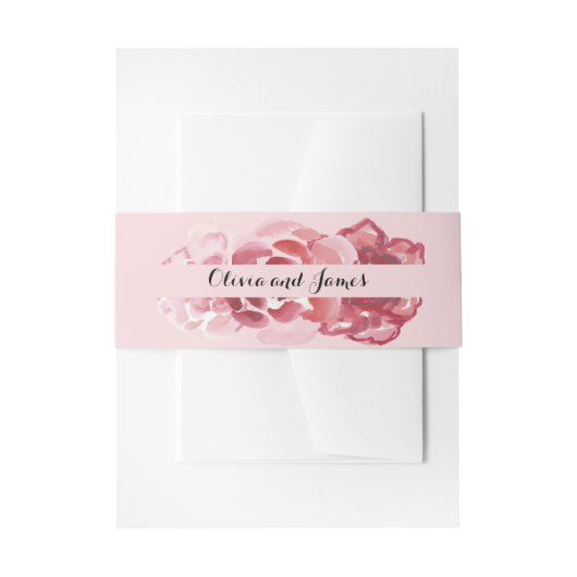 Bandeau De Faire-part Bande rouge de ventre de rose de rose d'aquarelle (Devant example)