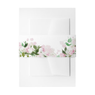 Bandeau De Faire-part Bande ventrale en papier rose poussiéreuse florale
