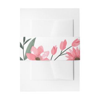 Bandeau De Faire-part Bande ventrale florale rose lavande pour mariage